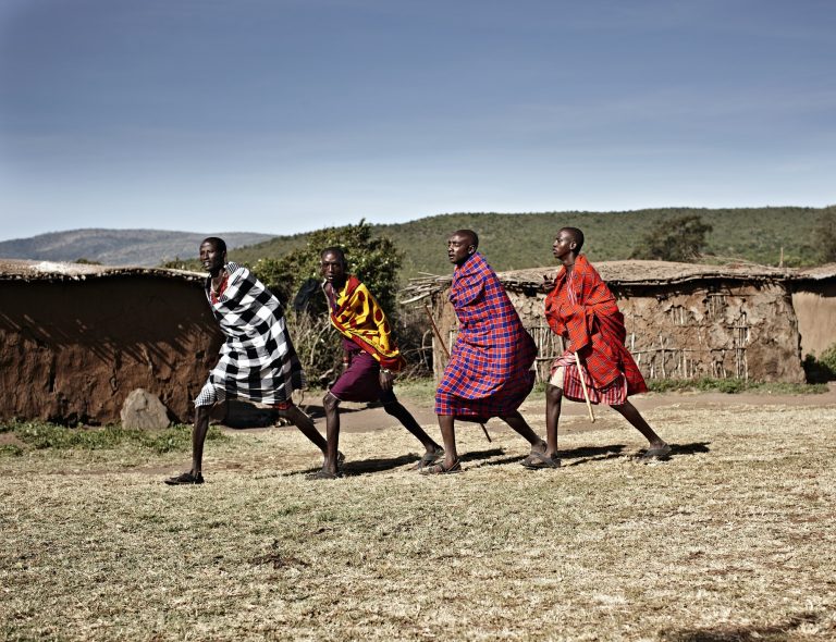 Maasai men walking together